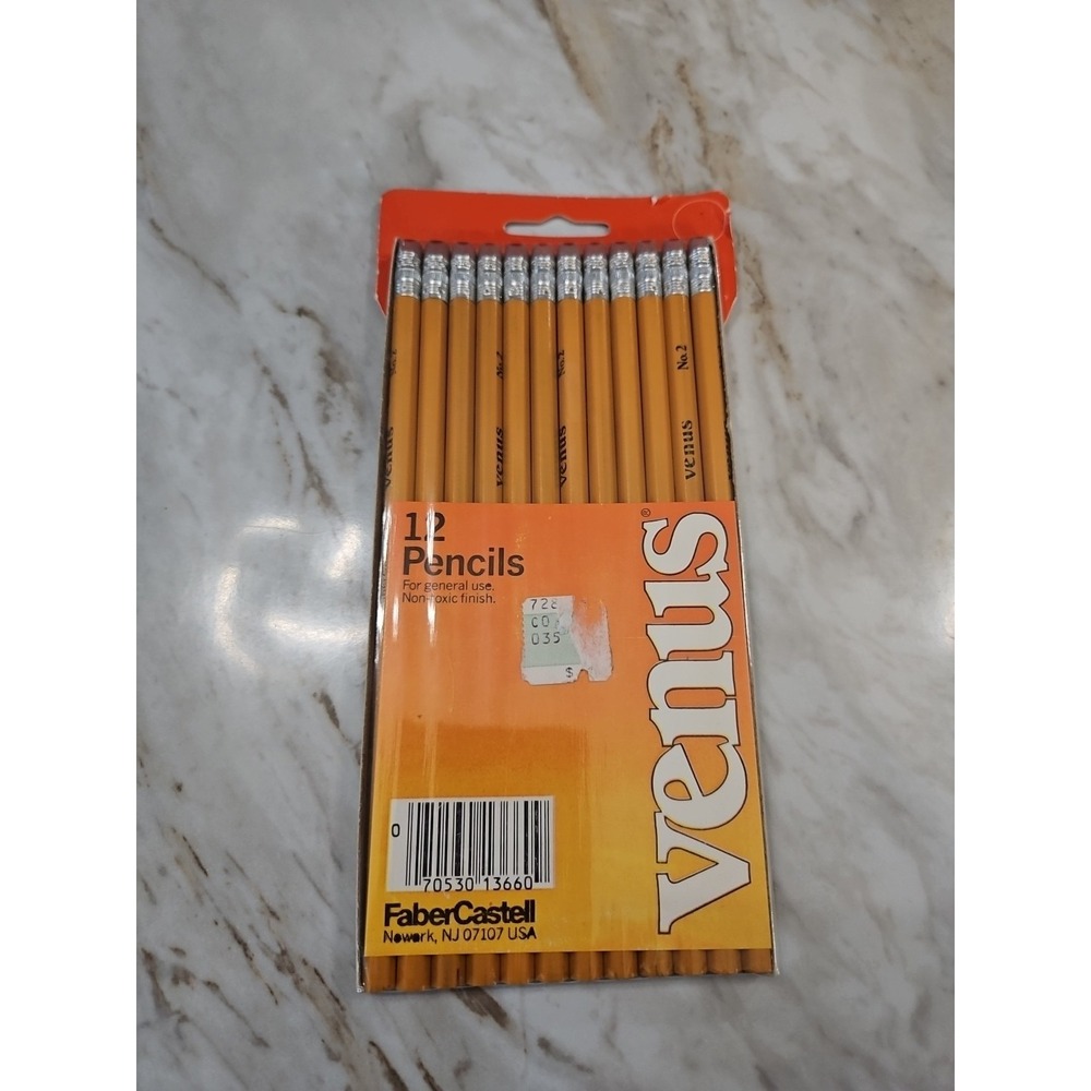 USA Made NOS Vintage Faber Castell VENUS No.2 HB WOOD PENCILS - Sealed 12 Pack